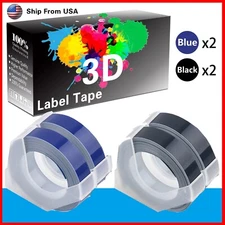 (2Blue+2Black) LabelTape For Dymo S0720020 1540 Dymo 20008CP Label Makers