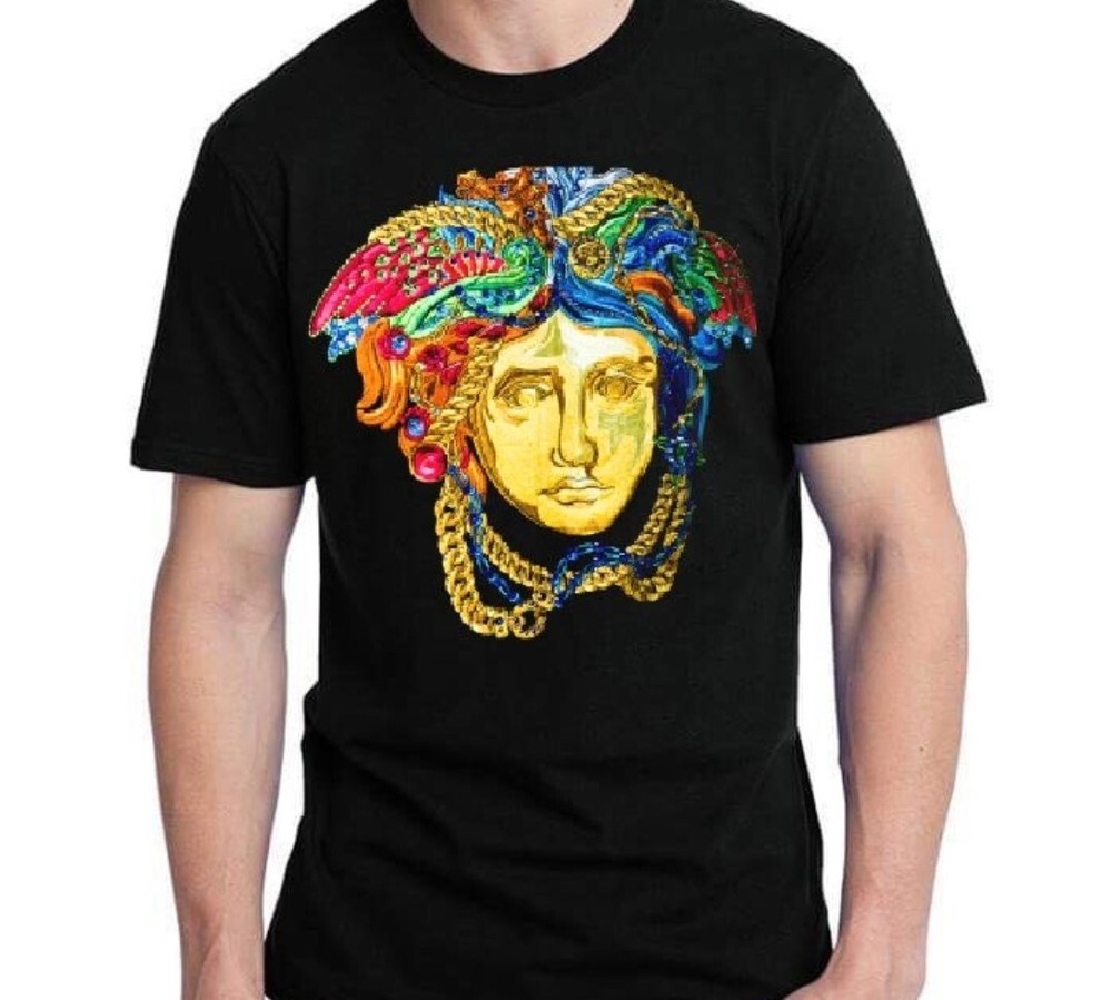 Versace Rhinestone Medusa T-shirt S