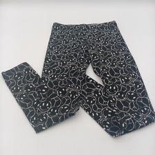 Wonder Nation Pants Girls XL 14-16 Black Smiley Face All Over Print