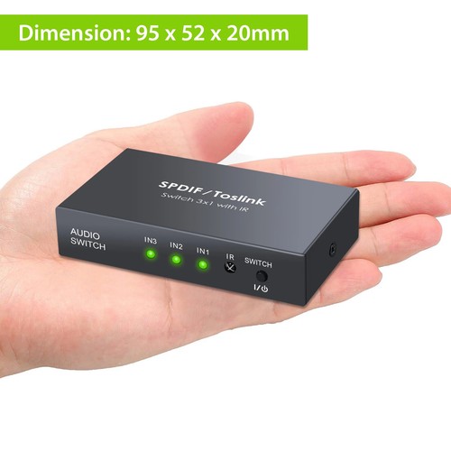 Digital Toslink Switcher 3 Input 1 Output Audio SPDIF Optical Fiber Switc - Picture 5 of 6