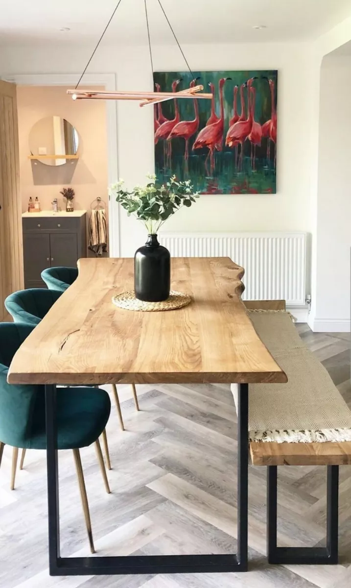 Solid wood live edge dining table deals