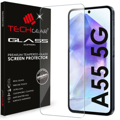Genuine TECHGEAR TEMPERED GLASS Screen Protector for Samsung Galaxy A55 5G / A55