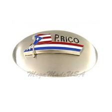 NEW Puerto Rico Flag Enamel Pewter Metal Men Women Oval Fashion Belt Buckle