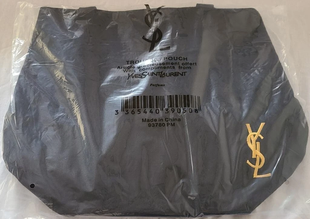 YSL Yves Saint Laurent novelty tote bag Black＆Gold Embroidered Unused