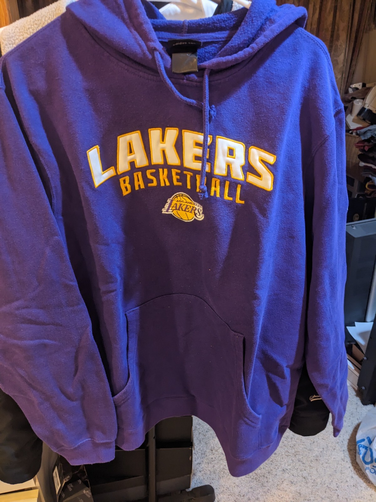 Vintage Adidas Men's L Los Angeles Lakers Purple Hoodie -  Medium