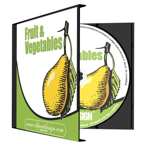 FRUIT + VEGETABLES CLIPART-VINYL CUTTER PLOTTER IMAGES-EPS VECTOR CLIP ART CD - Picture 1 of 5