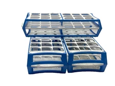 (3)18-Place USA Scientific Blue/White Acetal Polymer Test Tube Rack ~50mL Tubes