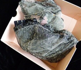 Agent Provocateur Soiree 34D bra waspie thong silver chains gold thorns crystals