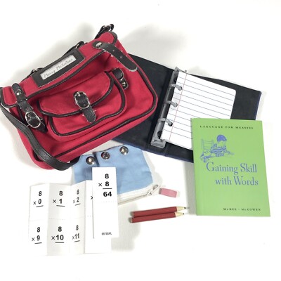 American Girl Doll Molly's RETIRED RARE Lot: School Bag w School Supplies 