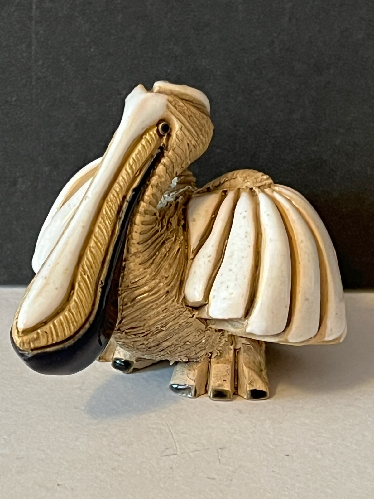 De Rosa Rinconada (Uruguay) Modernist Signed Sm. Glazed Art Pottery Pelican