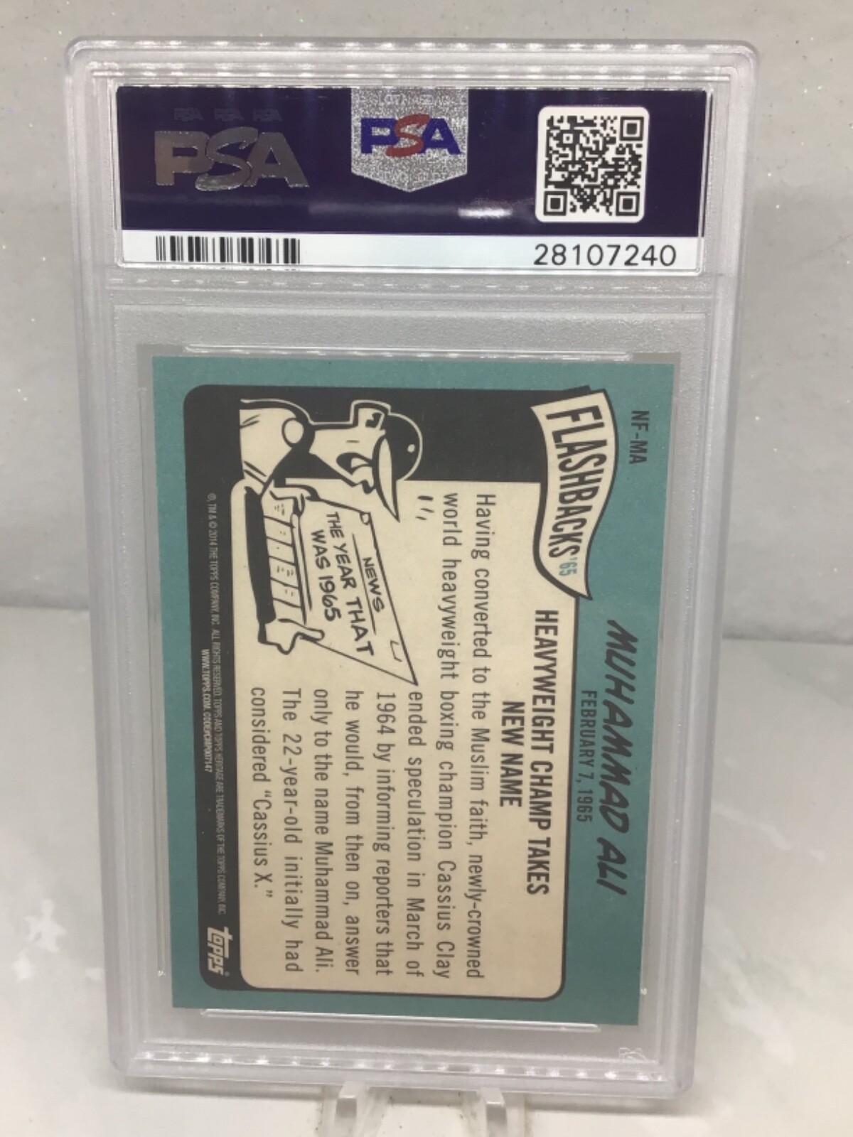 2014 Topps Heritage News Flashbacks #NF-MA Muhammad Ali PSA 9 (14 in all grades) view 2