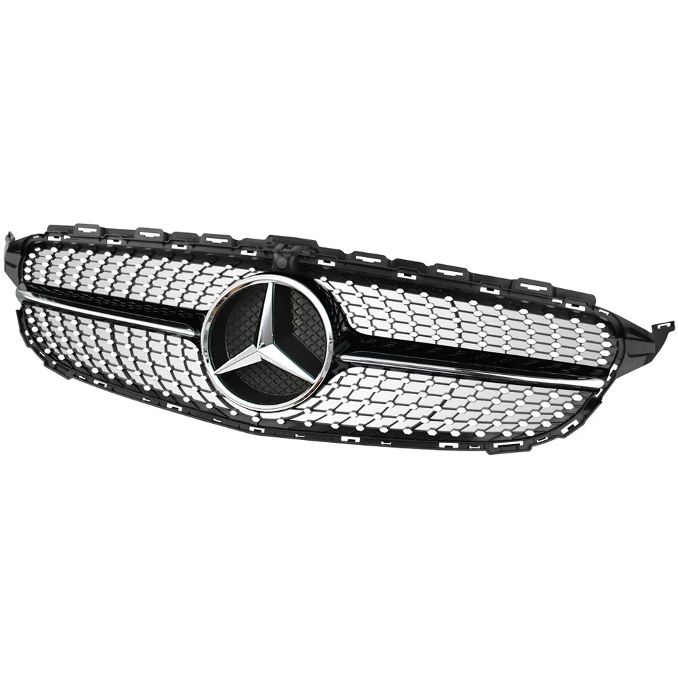 Black Front Grille For Mercedes Benz W205 C-CLASS C300 C450 2015-2018 W/Emblem - Image 2 of 4
