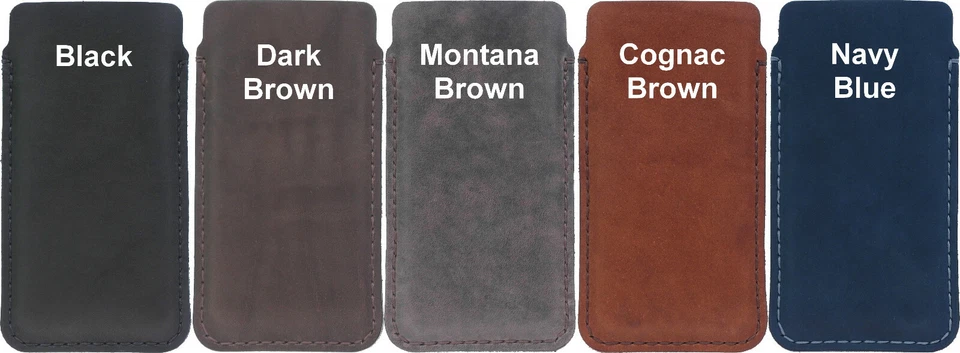 SLIM CHIC LEATHER CASE COVER HAND SEWN OF FINEST COWHIDE SLEEVE POUCH FOR PHONES - Image 2 of 4