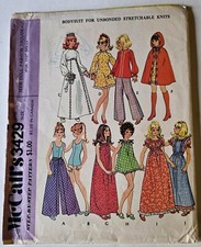 DOLL Clothing PATTERN 11 1/2" BRIDAL Trousseau RETRO 70'S BABY DOLL Gown