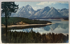 Jackson Lake and Teton Range Wyoming WY Unposted Vintage Chrome Postcard