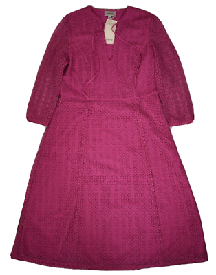 New TEMPERLEY LONDON Magenta Pink *SUNRISE* LACE TIE MIDI Dress US-14 UK-18  | eBay