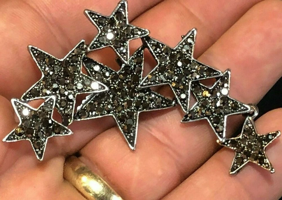 STAR Brooch Sparkly Crystal Vintage Style Silver Tone Shawl Pin Jewellery - image 2 of 4