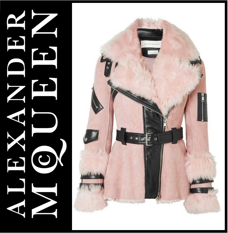Alexander McQueen Leather-Trimmed Shearling-Lined Biker Alexander McQueen Leather-Trimmed Shearling-Lined Biker