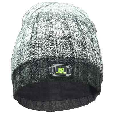 Hearty Rise Beanie Knitted Hat Gray Acrylic Wool Winter Hat Fishing Hat