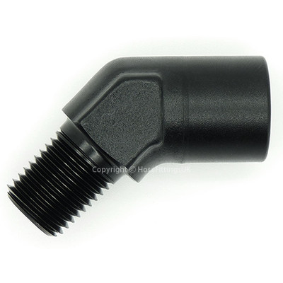 3/4 NPT SCHWARZ 45 Grad STECKER WEIBLICH WELLENBOGEN Kupplung Union Schlauchverschraubung Adapter