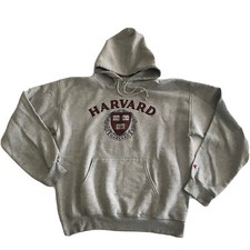 Vintage 90s Champion Hoodie Harvard Medium Arch Spellout Pullover Sweatshirt Ivy