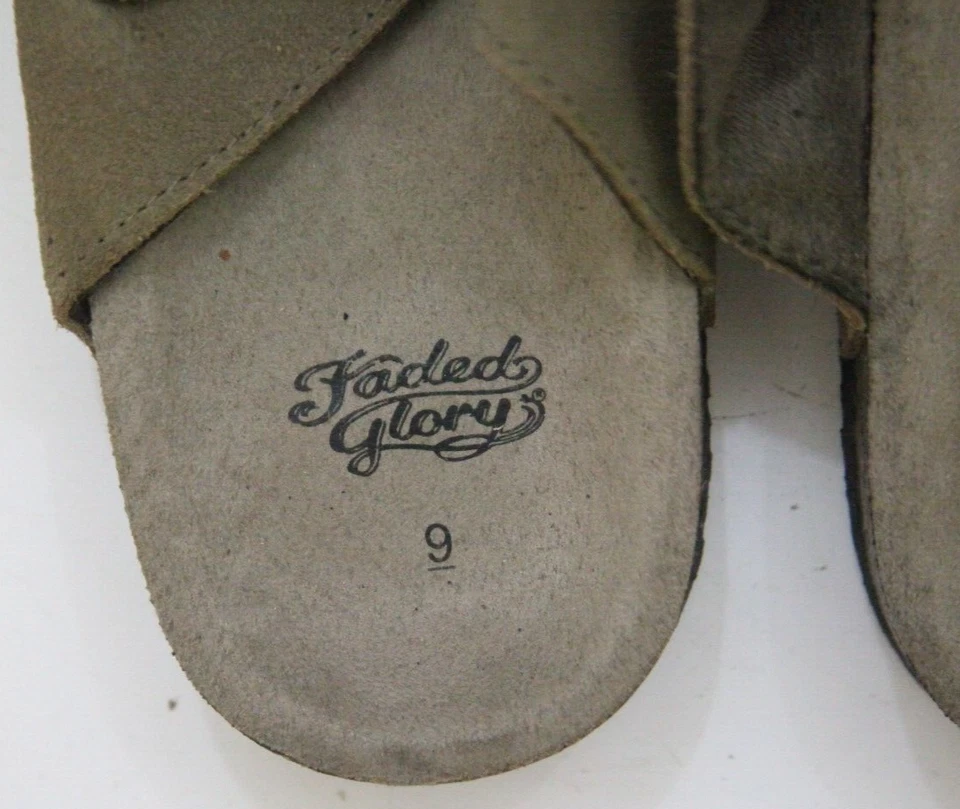 Sandalias Zapatos 9 Nueve Puntera Abierta Planas Sólidas Gris Gloria Desteñido Cierre Hebilla P7 Foto 2 de 4