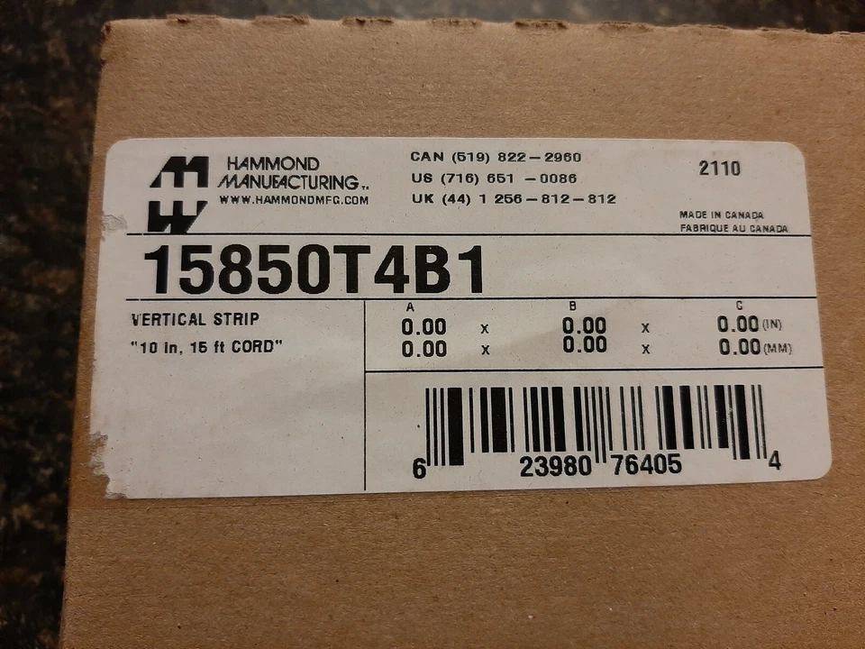 Brand new in original box...Hammond 15' Vertical 4 Outlet Electrical Power Strip - Image 4 of 4