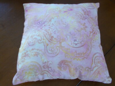 Decorative Batik Pillow Pink and Gold Print with Gold Backing 
