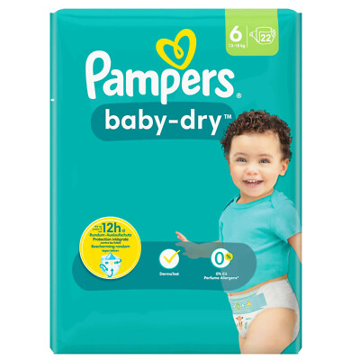 22 Stück Pampers Baby Dry Größe 6 / 13 - 18 kg  28 -40 lbs Windeln new baby