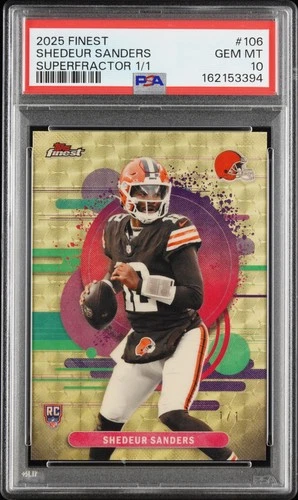 2025 TOPPS FINEST SUPERFRACTOR 1/1 #106 SHEDEUR SANDERS ROOKIE RC 1/1 PSA 10