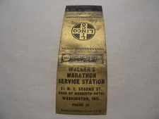 Linco Co Gasoline Service Station Washington Indiana Vintage Matchbook