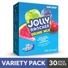 Jolly Rancher Sugar-Free Variety pack Singles to Go Powdered Drink Mix, 30 Count