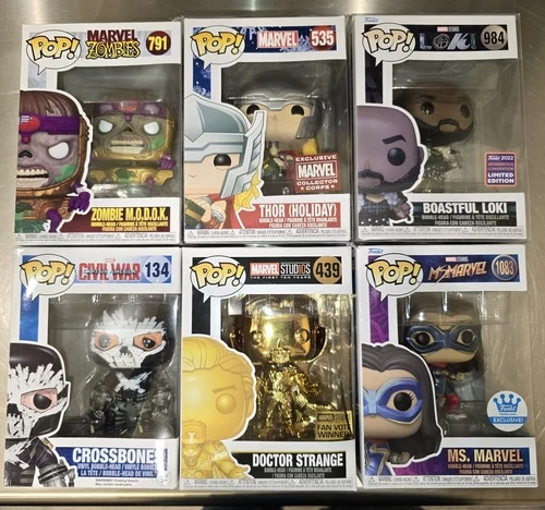 Funko Pop Lot 6x figurines NIB Marvel Comics Thor Gold Strange Loki convention