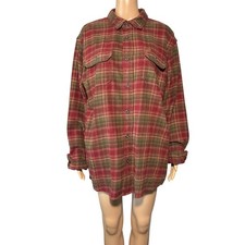 Orvis Men s Flannel Shirt Size Large Plaid 100 Cotton Button Front Long Sleeve