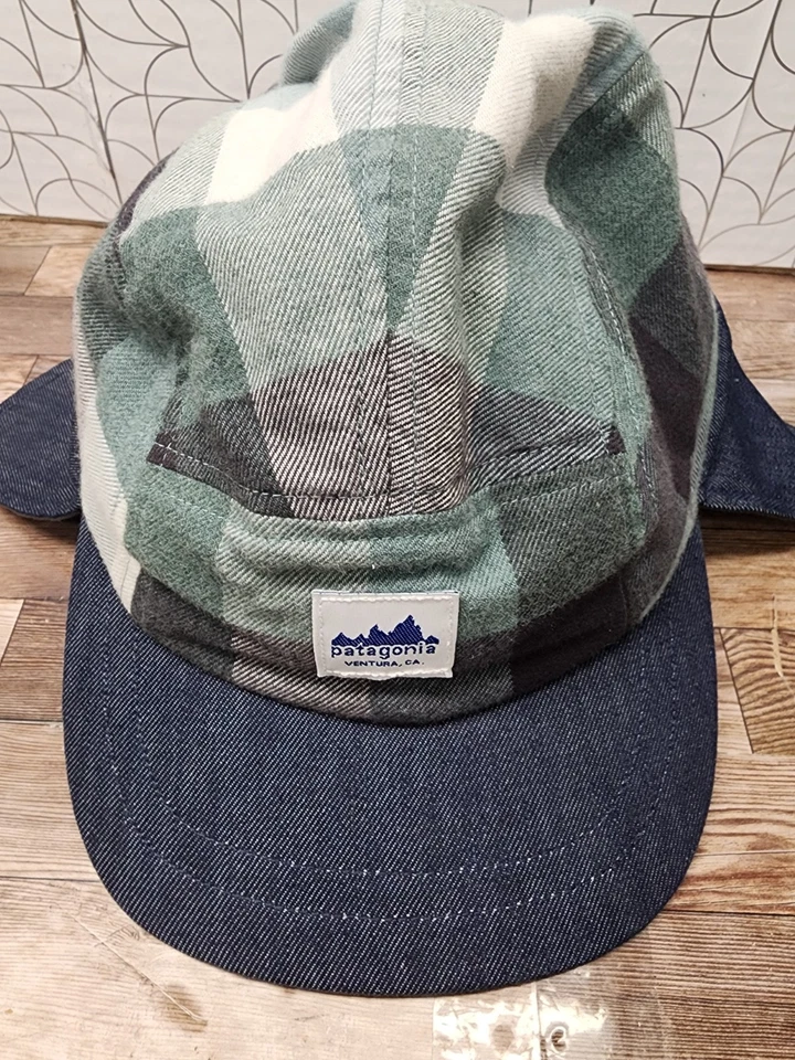 PATAGONIA Gama EARFLAP Gorra Franela Forrada Pico de Pato 5 Paneles Sombrero Búfalo A CUADROS Foto 2 de 4