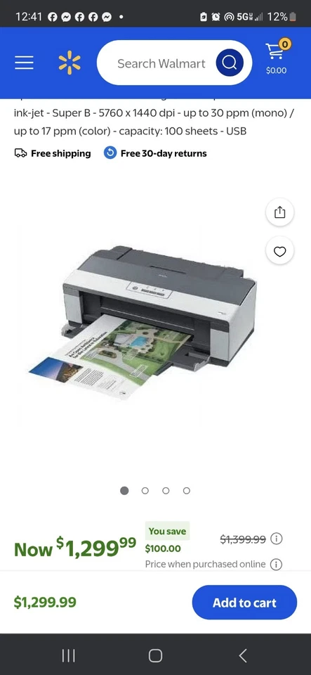 Epson Workforce 1100 Printer Large 13 x 19 Wide Format  NEW  - Image 3 of 3