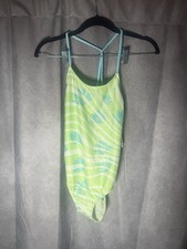 ID Ideology Kids Girl's Green One-Piece Wavy Floral Swimsuit Size XL