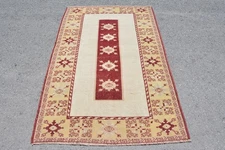 Rugs For Living Room, 3.9x6.1 ft Bright Accent Rug, Yellow and Red Decor