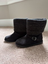 Mossimo Supply Co. Women  s Black Mid-Calf Knit Cuff Faux Fur Lined Buckle Boot 7