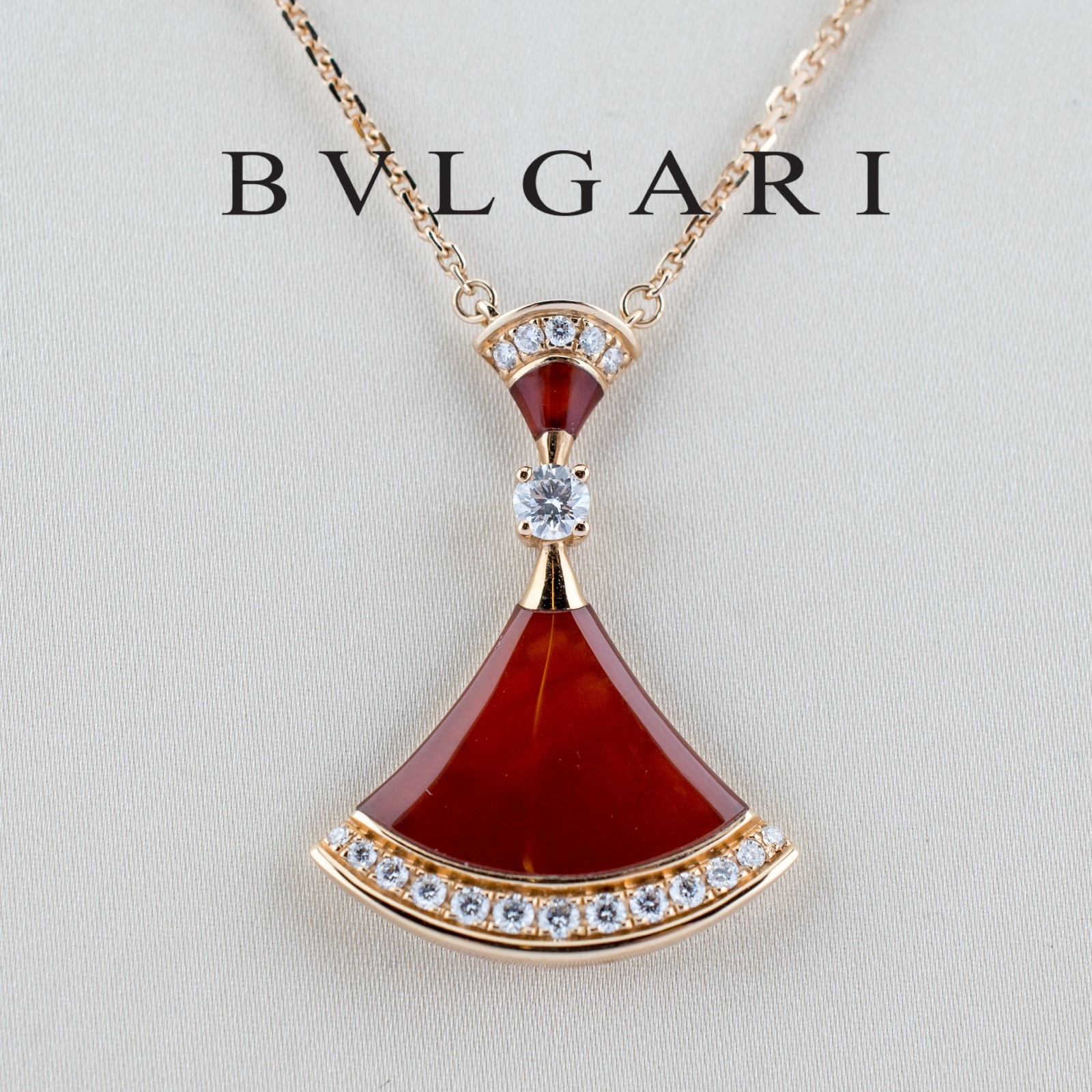 Bvlgari 18ct Rose Gold - Divas’ Dream Necklace - Carnelian & Diamonds RRP £5950