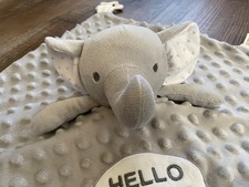DREAM GRO Gray Elephant Security Blanket Lovey Plush Minky Dot Sensory Rattle