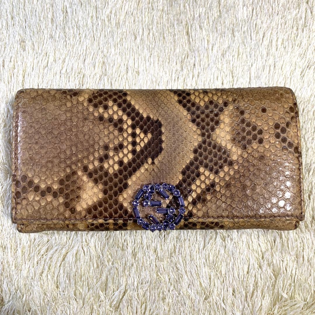 Rare  Gucci Long Wallet Python Interlocking Bijou - image 2