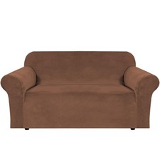 H.VERSAILTEX Velvet Loveseat Cover 58-72 Caramel Non Slip Couch Slipcover Ultra
