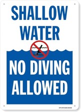 Aluminum Shallow Water No Diving Allowed Tin Metal Signs Home D cor 8x12