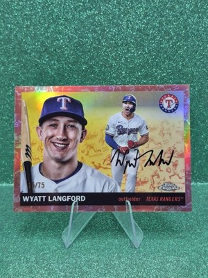 2025 Topps Platinum Chrome Anniversary #142 Wyatt Langford Toile Cream/ Rose /75