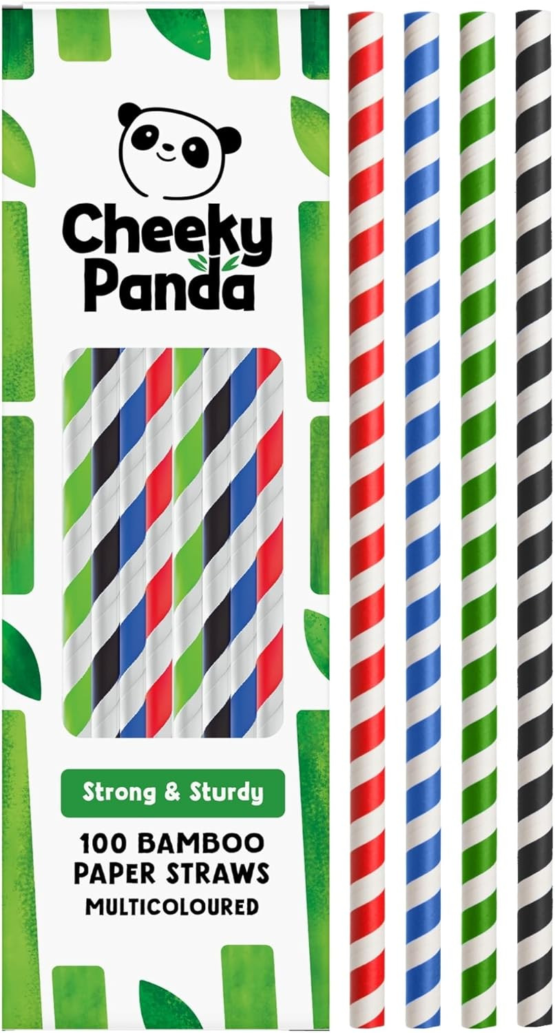Bamboo Paper Straws | 100 Multicoloured Drinking Straws