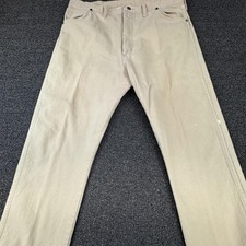 Vtg Wrangler Jeans Mens 39x31 Beige Straight Denim Regular Fit Made In USA