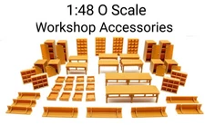 52 Pcs Workshop Accessories 1:48 O Scale Garage - Diorama Model Railroad Display