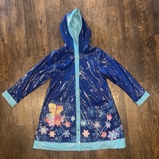 Girls DISNEY FROZEN Hooded Fleece Lined Rain Coat ANNA ELSA Girls Size 7/8