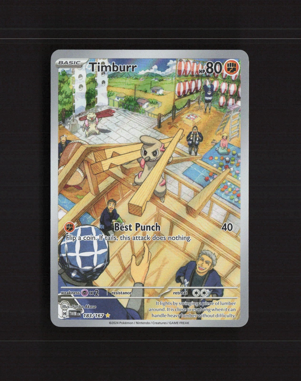 Timburr 183/167 Twilight Masquerade Full Art Ultra Rare Holo Pokemon Card NM